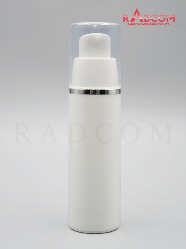30ML White PP Airless Bottles With Clear PP Over Cap